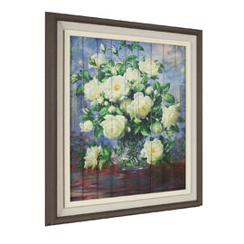 Lukisan Dekorasi Hotel / Rumah, Glitter Ribbon Camellia Flower Painting
