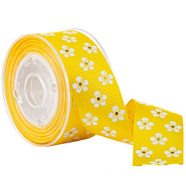 White &amp; Gold Flower Custom Dicetak Grosgrain Ribbon Untuk Kemasan Kosmetik