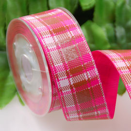 Kustom Dicetak Grosgrain Ribbon Tartan / Grid Ribbon Dekorasi Busur Untuk Gaun / Hadiah