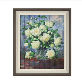 Lukisan Dekorasi Hotel / Rumah, Glitter Ribbon Camellia Flower Painting