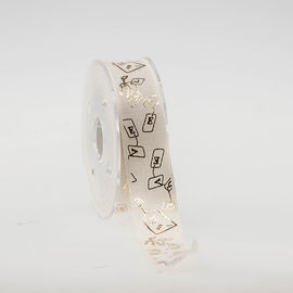 Beige Foil Emas Dicetak Cotton Ribbon Untuk Kemasan Hadiah Hari Kasih Sayang