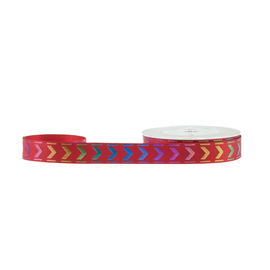 Pita Satin Massal Pelangi Poli Emas, Busur Natal Merah Luar 13mm