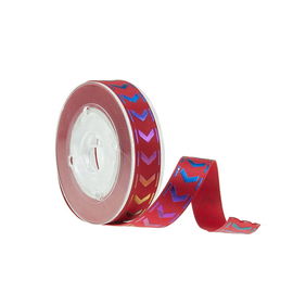 Pita Satin Massal Pelangi Poli Emas, Busur Natal Merah Luar 13mm