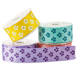 White &amp; Gold Flower Custom Dicetak Grosgrain Ribbon Untuk Kemasan Kosmetik