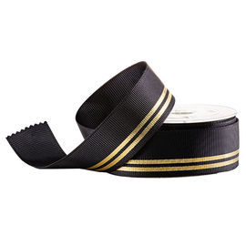 Pita Hitam Dicetak Grosgrain Pita Emas Untuk Kemasan Wewangian Mewah
