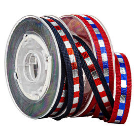 Navy Shinny Gold &amp; Navy Lines 1cm Cetak Pita Anyaman