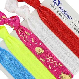 Kain Polyester Spandex Sublimasi Pita Rambut Merah Elastis 16mm