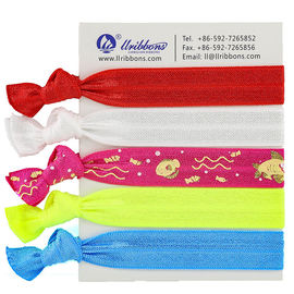 Kain Polyester Spandex Sublimasi Pita Rambut Merah Elastis 16mm
