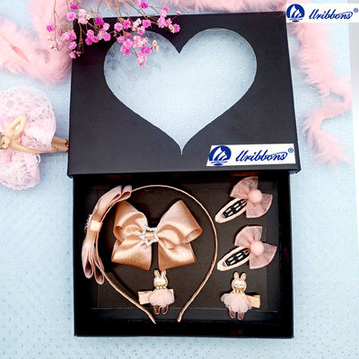 Mode Champagne 6 &quot;Busur Rambut Anak Dengan Klip Ditetapkan Untuk Hadiah Ulang Tahun